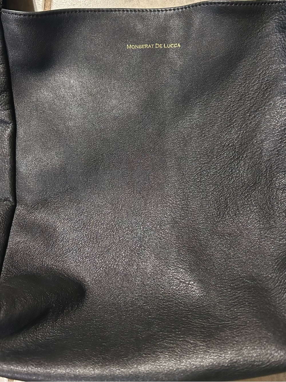 Monserat De Lucca Black Pebbled Leather Hobo Slouch - Picture 6 of 7